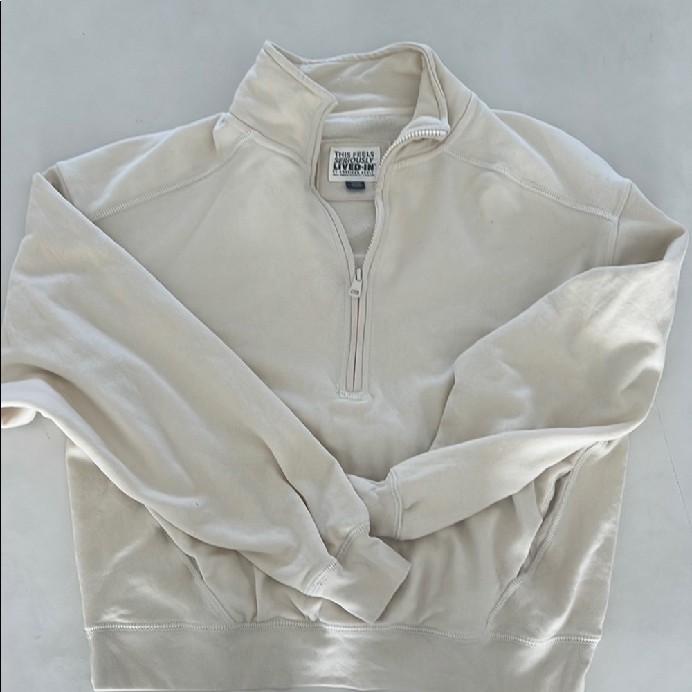 American Eagle Outfitters Cream quarter Zip Up Sweater